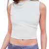 Crop Tops for Women Mimi Cuttrell Basic Sleeveless Ruched Going Out Summer Casual Ribbed Tank Top