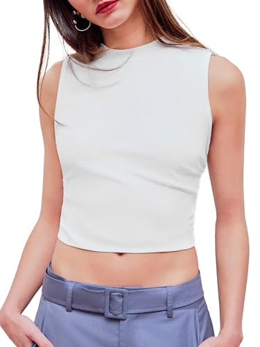 Crop Tops for Women Mimi Cuttrell Basic Sleeveless Ruched Going Out Summer Casual Ribbed Tank Top