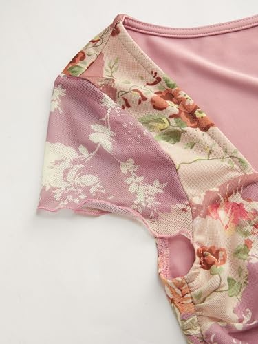 Floral Tops for Women V Neck Short Sleeve Tie Front Summer Tops