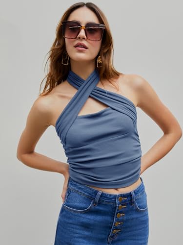 Halter Crop Tops for Women Sleeveless Going Out Tank Crop 2025 Trendy