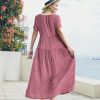 Women Casual Loose Bohemian Dress with Pockets Short Sleeve Long Maxi Summer Beach Swing Dresses