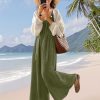 Casual Wide Leg Jumpsuits for Women Boho Floral Pleated Overalls Rompers Summer Outfits with Pockets 2XL P0D Solid Army Green