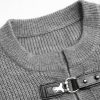 Cardigan Sweater for Women Round Neck Buckle Sweater Knitted Crop Top Long Sleeve Open Front Outerwear