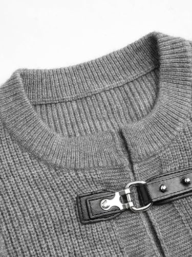 Cardigan Sweater for Women Round Neck Buckle Sweater Knitted Crop Top Long Sleeve Open Front Outerwear