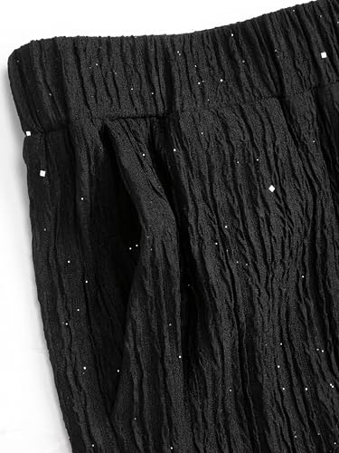 Glitter Pants for Women Wide Leg High Waist Sequin Pants Party Sparkle Night Out Pants