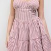Women's Halter Mini Dress for Summer Striped Sleeveless Shirred Ruffle Dress Sexy Cute Vacation Outfits