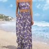 Women Summer Boho Palazzo Pants 2024 High Waist Wide Leg Floral Casual Cotton Lounge Trousers with Pockets 2XL PP0 CR008