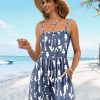 Women Summer Smocked Short Overalls Casual Boho Floral Rompers Spaghetti Straps Beach Jumpsuits with Pockets PH0