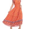 Women's 2025 Summer Short Sleeves Boho Floral Print Tiered Casual Flowy Long Maxi Dress