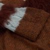 Women‘s Wool Color Block Sweater Knitted Boat Neck Bell Sleeve Pullover Sweatshirt Tops