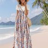 Casual Wide Leg Jumpsuits for Women Boho Floral Pleated Overalls Rompers Summer Outfits with Pockets P0D