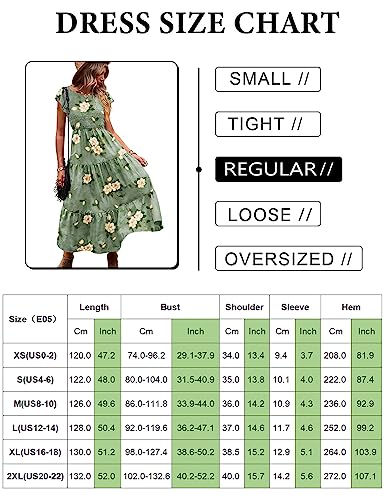 Women Summer Ruffle Cap Sleeve Casual Dress Smocked Bodice Maxi Dress with Pockets M E05 W Black
