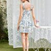 Womens Toile Print Tiered Ruffle Skirt Set Sleeveless