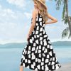 Summer Bohemian Floral Dresses for Women Spaghetti Straps Maxi Dress Casual Flowy Dresses with Pockets ES0