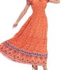 Women's 2025 Summer Short Sleeves Boho Floral Print Tiered Casual Flowy Long Maxi Dress
