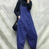 Overalls Women Plus Size Loose Fit Jumpsuits Adjustable Waist Casual Long Bib Pants Cotton Rompers with Pockets PQ1