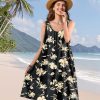 Summer Dresses for Women 2025 Casual Boho Floral Sundresses Sleeveless Scoop Neck Beach Tank Dresses EVS