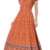 Women's 2025 Summer Short Sleeves Boho Floral Print Tiered Casual Flowy Long Maxi Dress