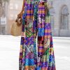 Women Summer Boho Palazzo Pants High Waist Wide Leg Floral Casual Cotton Lounge Trousers with Pockets S PP0 P002B