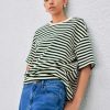Striped Oversized Top for Women Crew Neck Short Sleeve Loose Casual Tops
