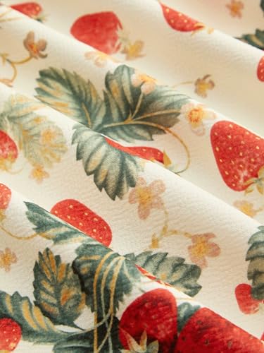 Summer Mini Dresses for Women Fruit Pattern Sweetheart Neck Sleeveless Sundress Knotted Tie A Line Sun Dresses