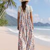Casual Wide Leg Jumpsuits for Women Boho Floral Pleated Overalls Rompers Summer Outfits with Pockets P0D