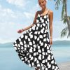 Summer Bohemian Floral Dresses for Women Spaghetti Straps Maxi Dress Casual Flowy Dresses with Pockets ES0