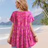Women's Casual Short Sleeve Shirts Summer Floral Loose Tiered Swing Tunics Tops Blouses BEL