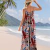 Casual Wide Leg Jumpsuits for Women Boho Floral Pleated Wide Leg Overalls Rompers Vacation Outfits with Pockets PIA