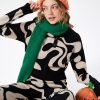 Women’s Color Block Cropped Collared Shirts Long Sleeve Sweater Pullover Tops