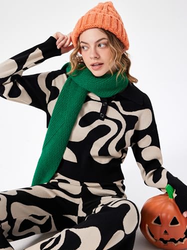 Women’s Color Block Cropped Collared Shirts Long Sleeve Sweater Pullover Tops