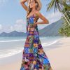 Casual Wide Leg Jumpsuits for Women Boho Floral Pleated Wide Leg Overalls Rompers Vacation Outfits with Pockets PIA