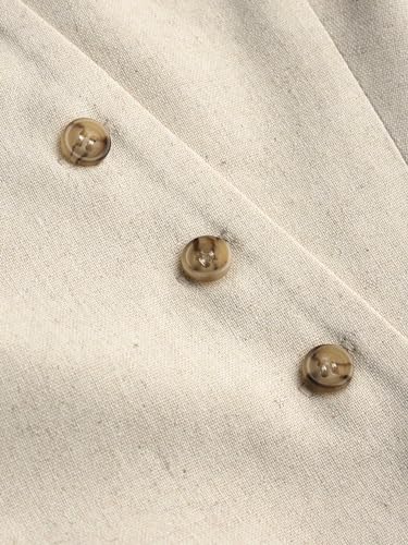 Women's Vest V Neck Sleeveless Linen-blend Work Blazer Vest Crop Button Suit Vest for Summer Casual Trendy