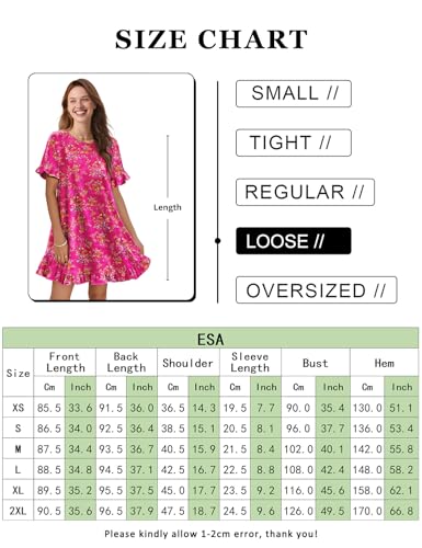 Summer Dresses for Women 2025 Floral Boho Ruffle Short Sleeve Sundresses Casual Shift Dress ESA