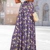 Women Wide Leg Pants High Waisted Floral Boho Palazzo Culottes Casual Flowy Tie Knot Trousers with Pockets PPS