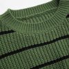 Women’s Cropped Striped Sweater Long Sleeve Crew Neck Trendy Pullover Tops