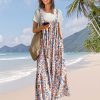 Casual Wide Leg Jumpsuits for Women Boho Floral Pleated Overalls Rompers Summer Outfits with Pockets P0D